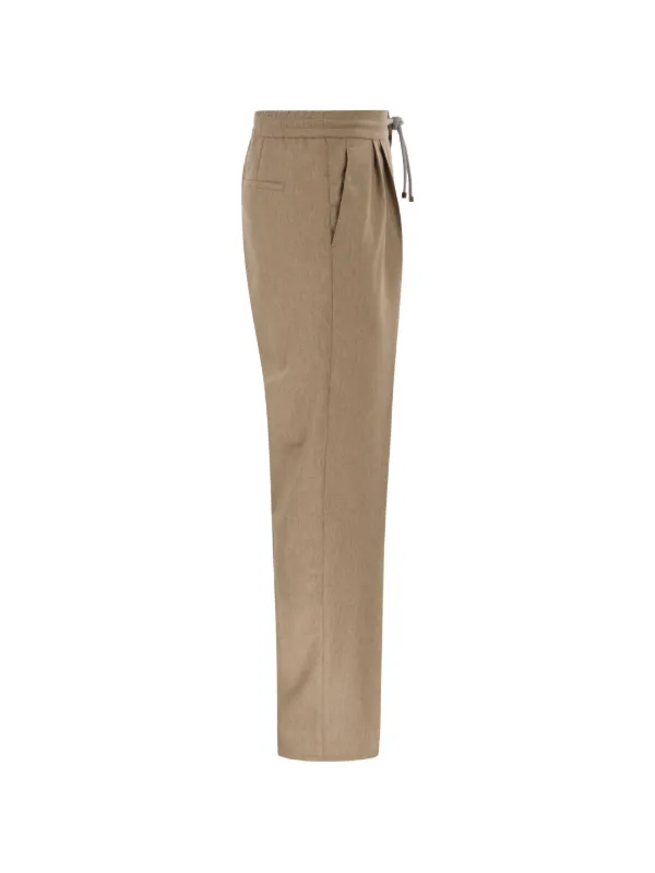 Brunello Cucinelli Pleated Drawstring Trousers | Neutrals | FARFETCH