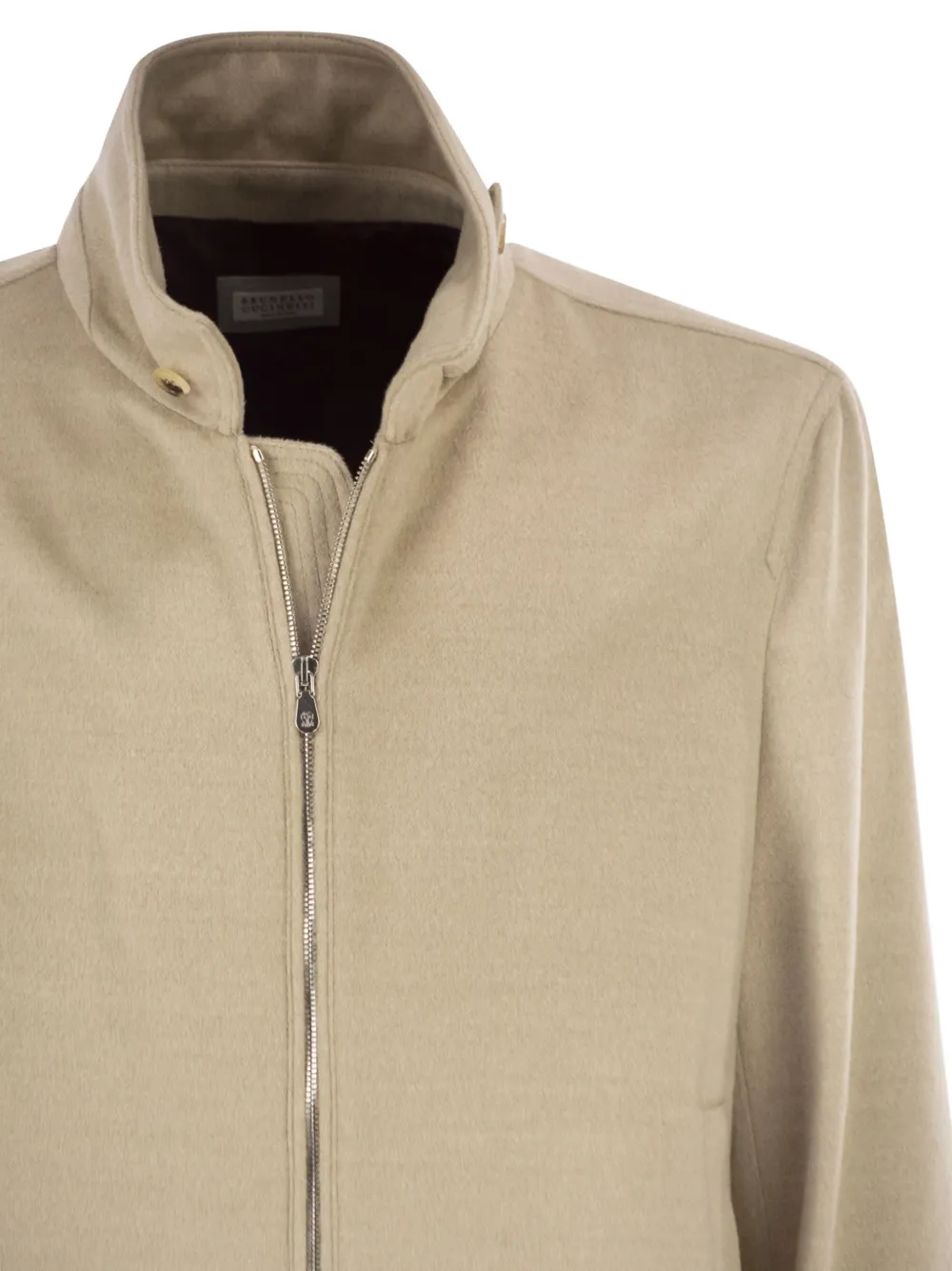 Brunello Cucinelli Jack met opstaande kraag en rits Beige