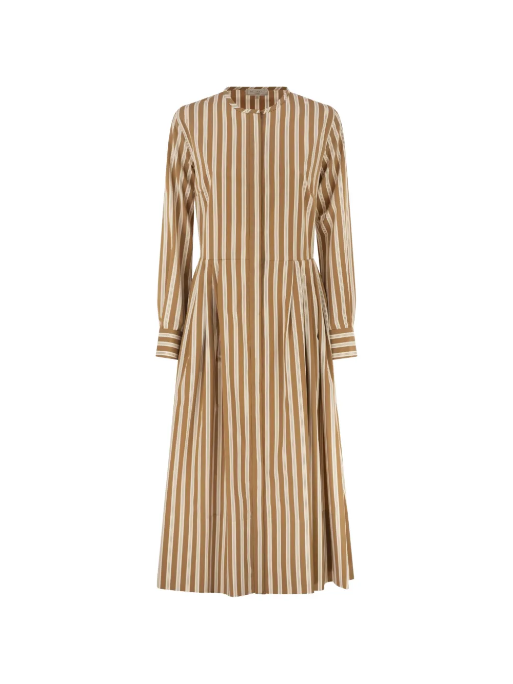 Antonelli striped pleated midi dress - Marrone