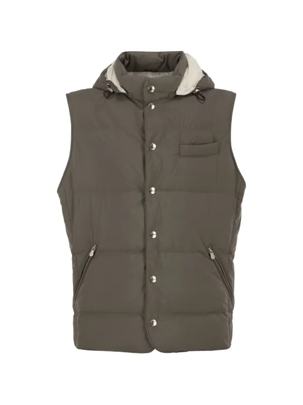 Brunello Cucinelli フーデッド パデッドベスト | ブラウン | FARFETCH JP