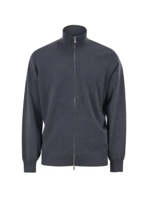 BRUNELLO CUCINELLI カシミヤ ジップアップセーター Brunello Cucinelli ジップアップ カシミアセーター | グレー