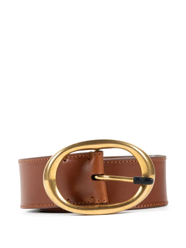 Twp Oval-buckle Leather Belt in Brown