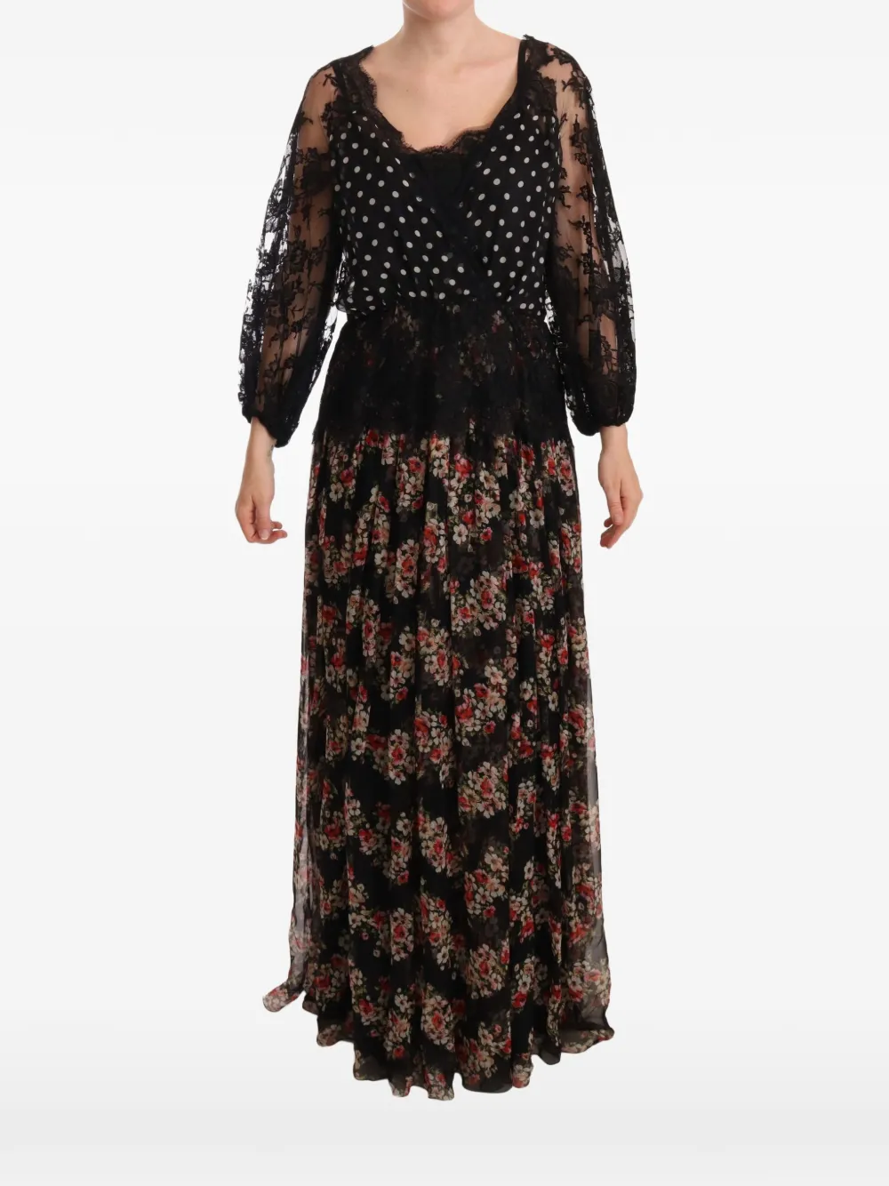 Dolce & Gabbana Abito lungo a fiori - Nero