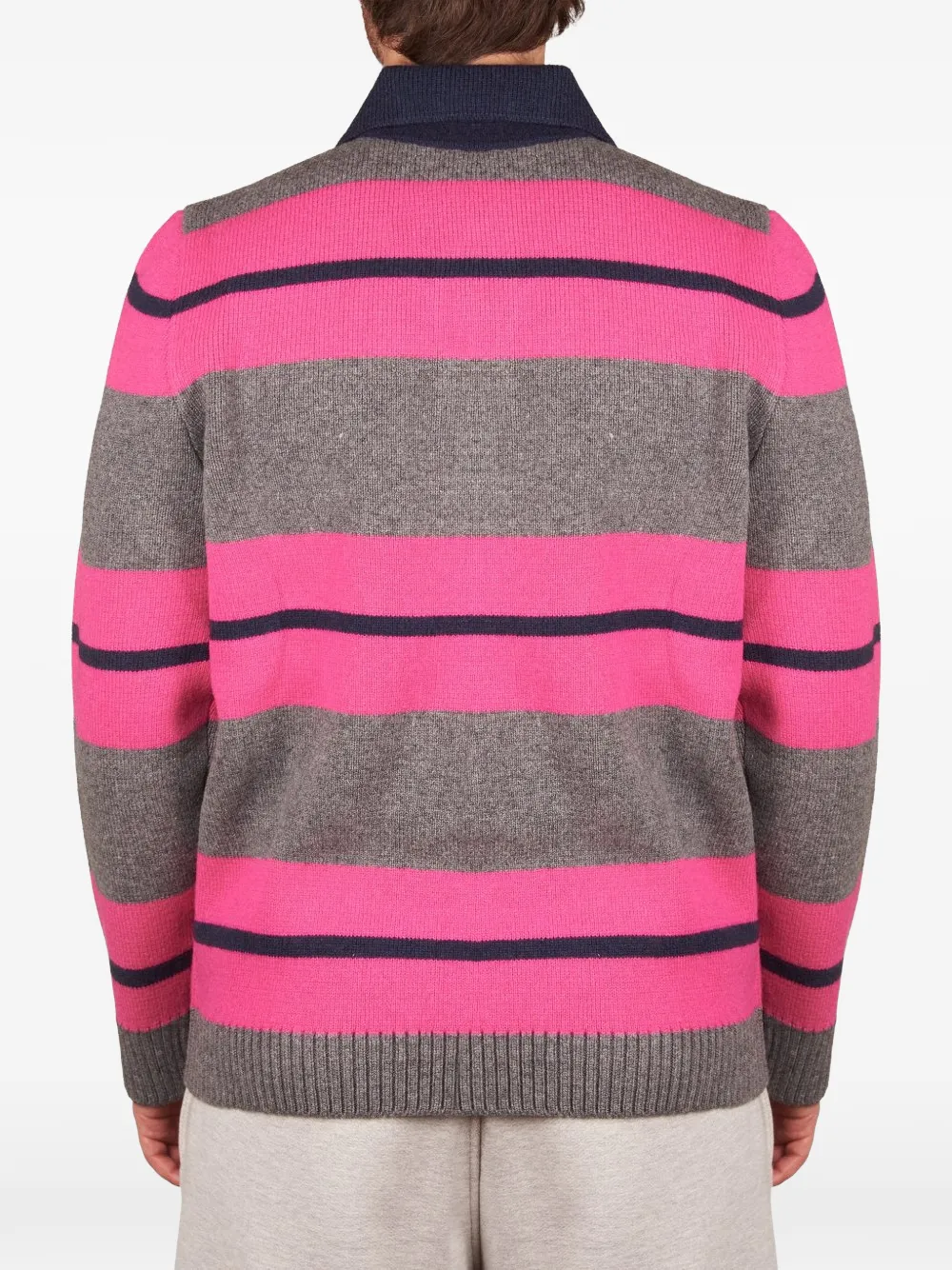 AMARÁNTO striped polo-collar sweater Roze