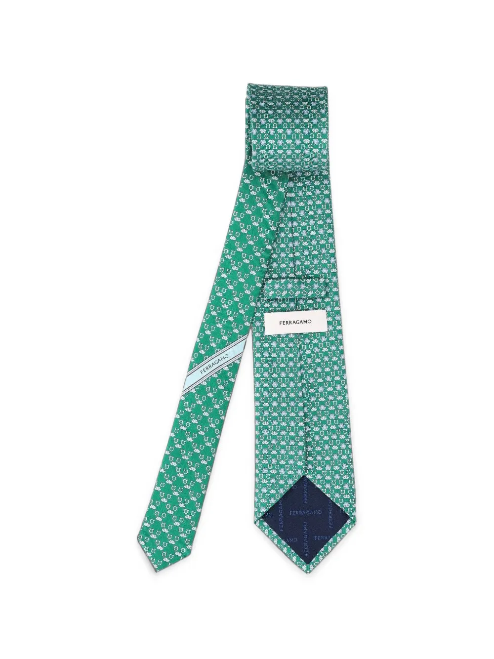 Ferragamo Zijden stropdas met kikker-print Groen