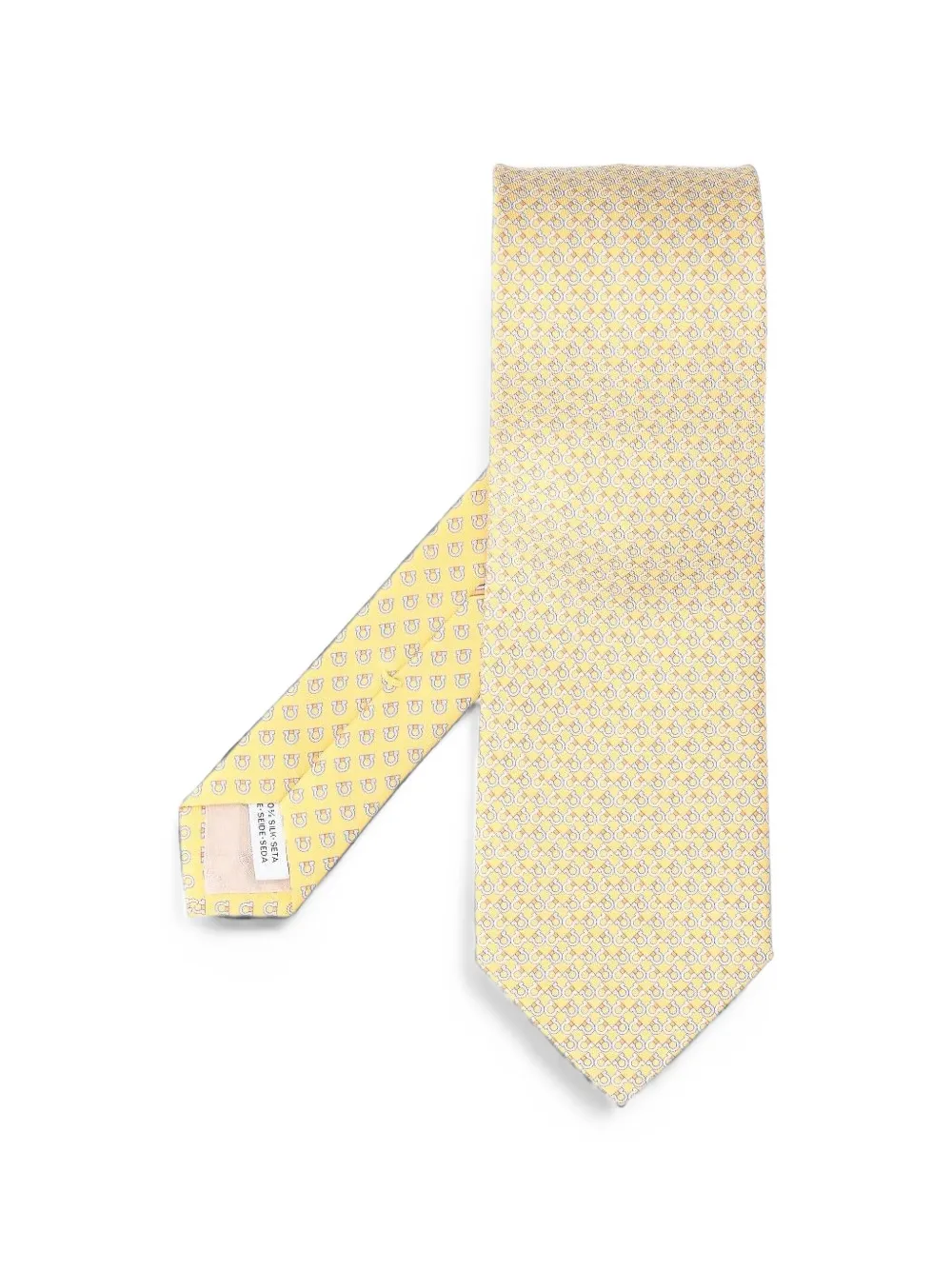 Ferragamo Gancini square print silk tie - Gelb