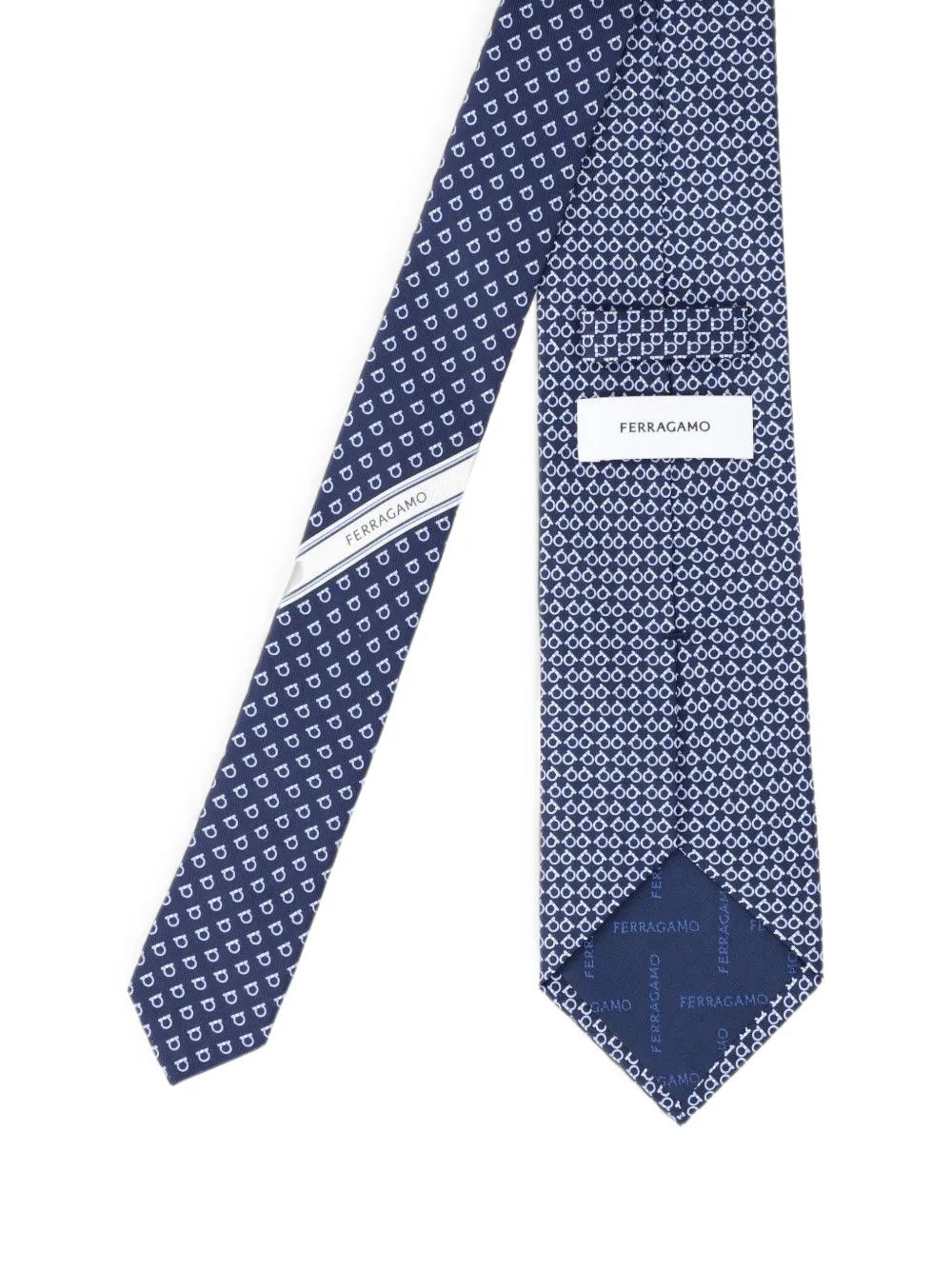 Ferragamo Gancini zijden stropdas met vierkante print Blauw