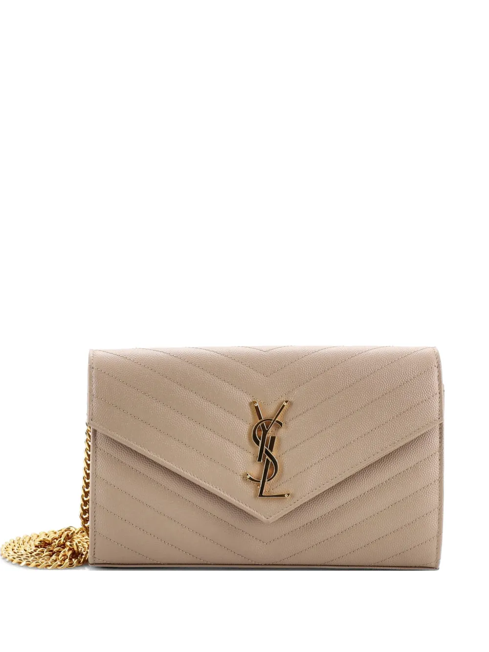 Saint Laurent Pre-Owned Classic Monogram Wallet on Chain Matelasse Chevron Leather Medium crossbody bag - Toni neutri