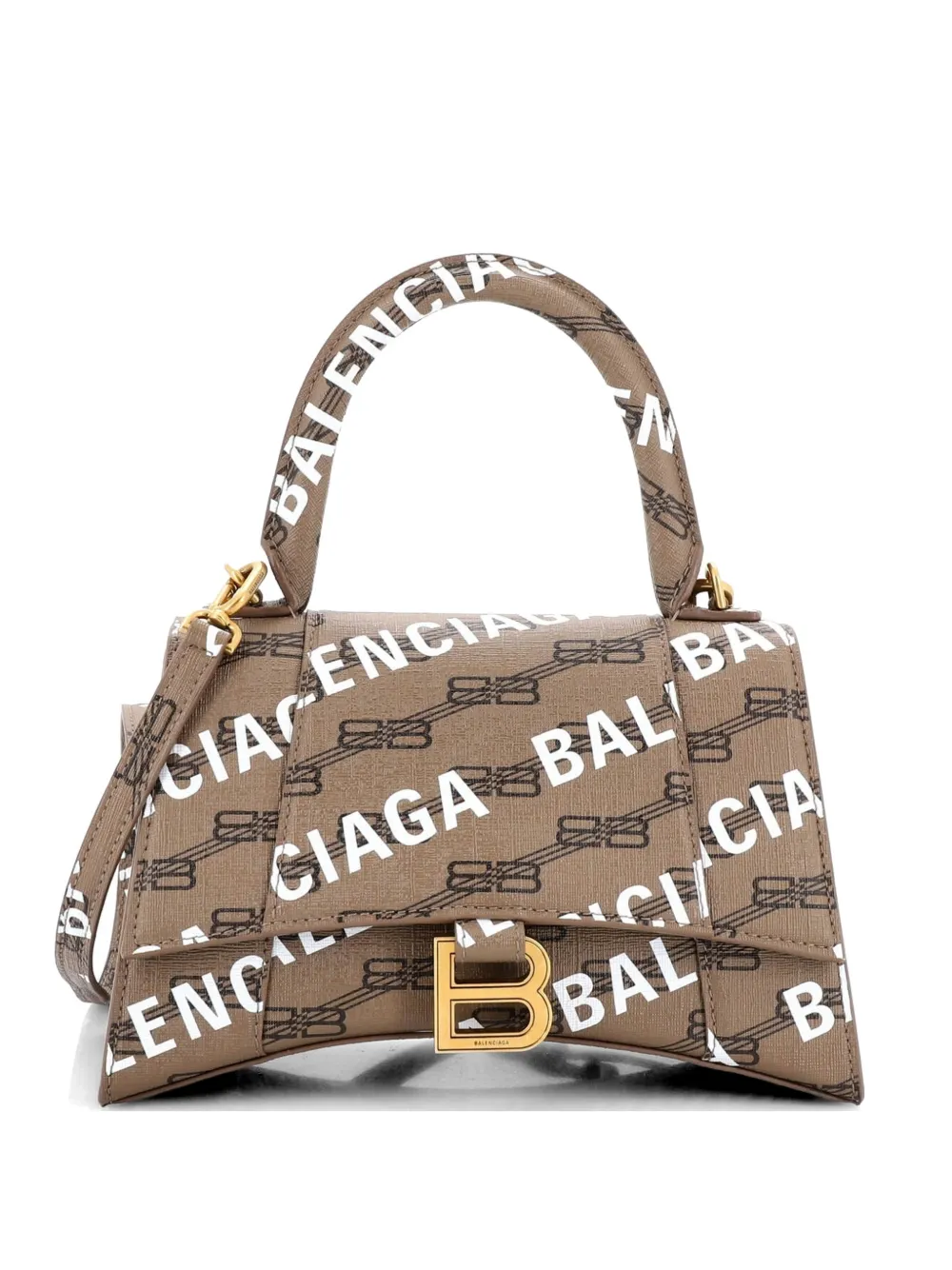 Balenciaga Pre-Owned Hourglass Top Handle Bag Monogram Coated Canvas Small satchel - Brown