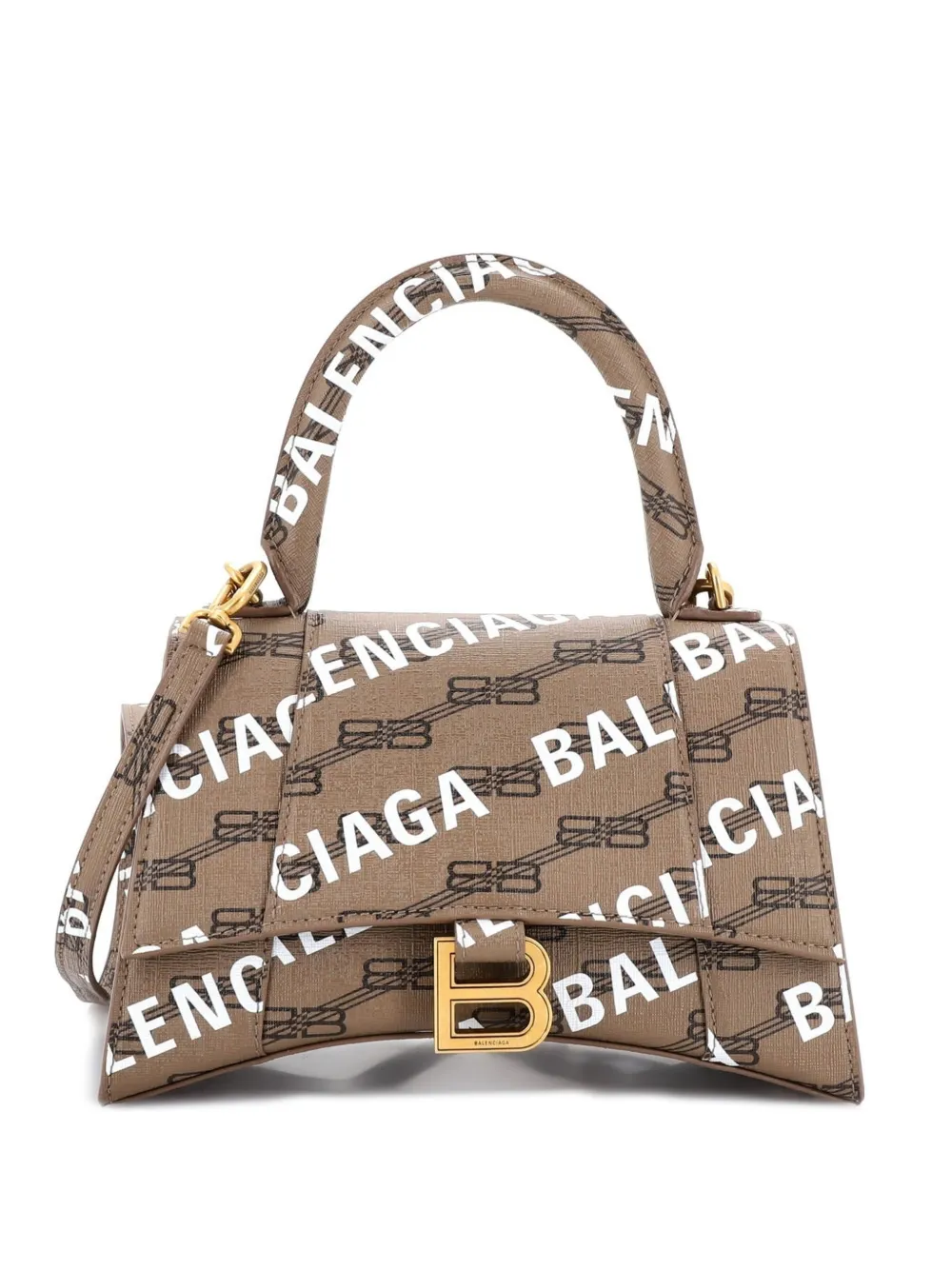 Balenciaga Pre-Owned Hourglass Top Handle Bag Monogram Coated Canvas Small satchel - Marrone