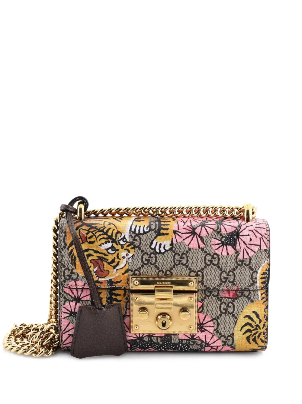 Gucci Pre-Owned Borsa a spalla Padlock piccola in tela cerata GG con stampa - Marrone