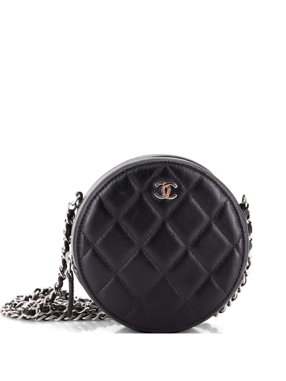 CHANEL Pre-Owned Round Clutch with Chain Quilted Lambskin Mini crossbody bag - Nero