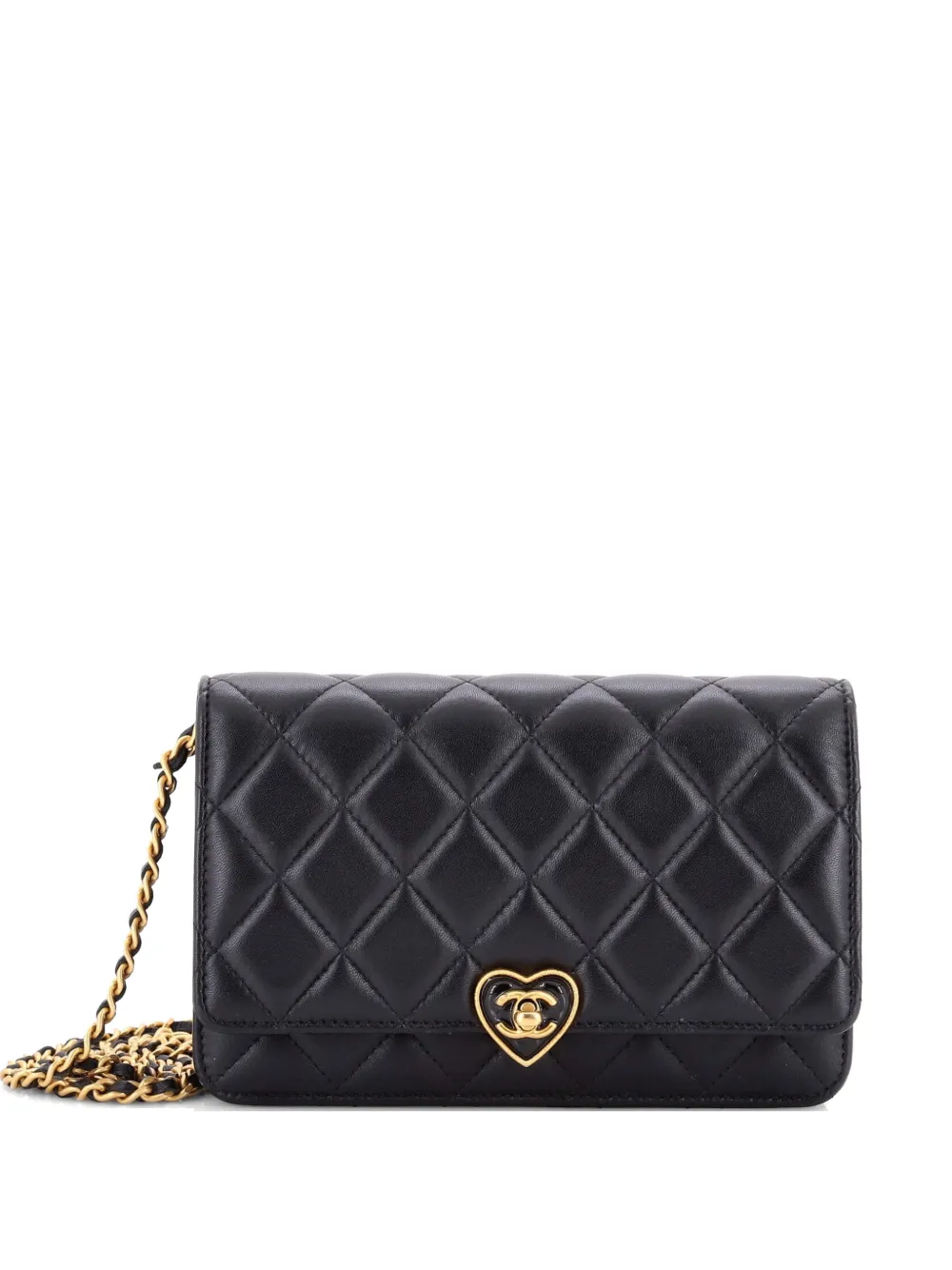 CHANEL Pre-Owned Borsa a tracolla Coco Love CC Heart in pelle di agnello trapuntata con catena - Nero