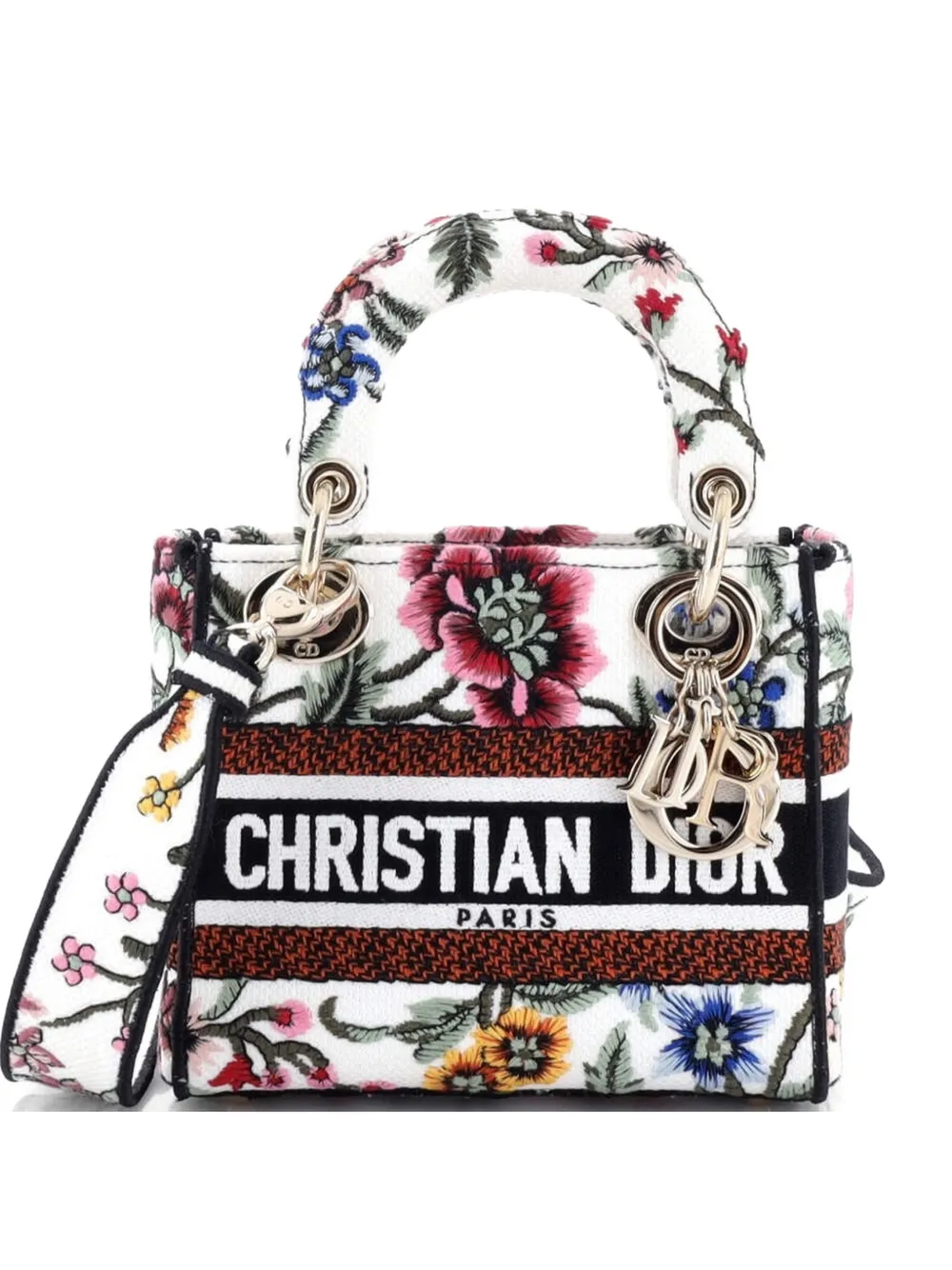 Christian Dior Pre-Owned Lady D-Lite Bag Embroidered Canvas Mini satchel - Multicolour