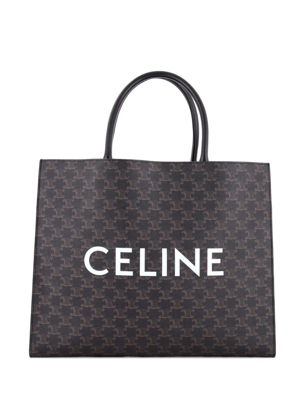 Celine Pre-Owned Borsa tote Horizontal Cabas in tela cerata Triomphe con logo - Marrone