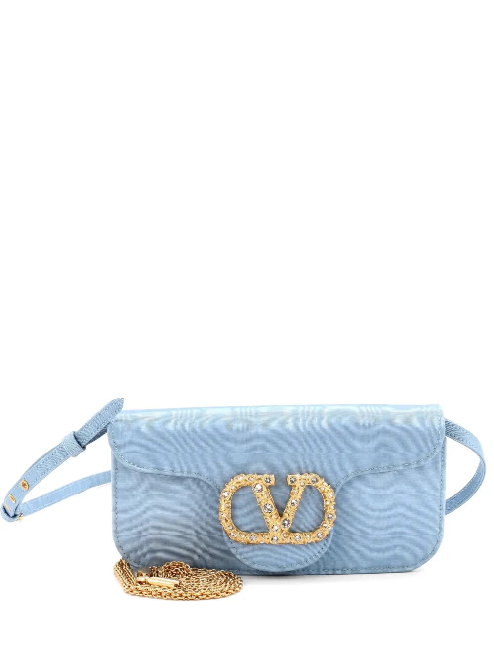 Valentino Garavani Pre-Owned Borsa a spalla VLOGO Loco Flap con cristalli - Blu