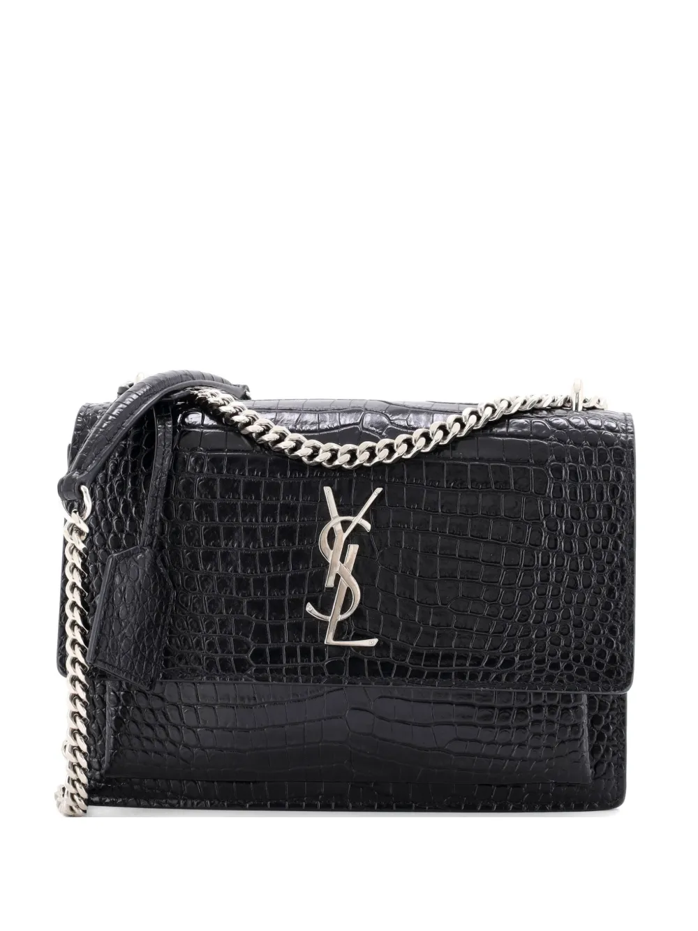 Saint Laurent Pre-Owned Sunset Crocodile Embossed Leather Medium crossbody bag - Black