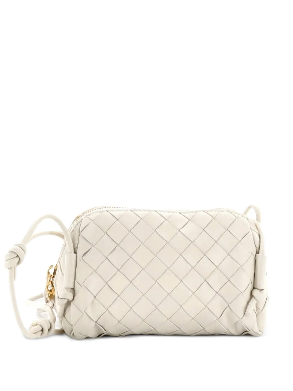 Bottega Veneta Pre-Owned Borsa a tracolla Concert Pouch mini in nappa con design Intrecciato - Bianco
