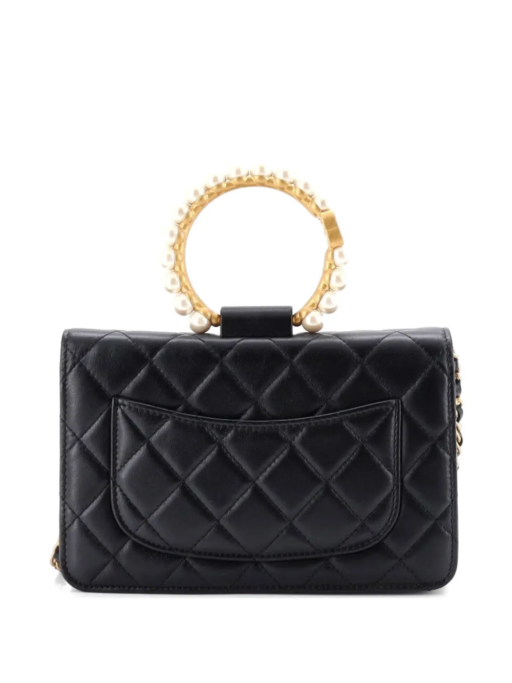  Chanel Pre-owned Bolso Satchel Pearl Crown Acolchada De Piel De Borrego Con Correa De Cadena - Negro 