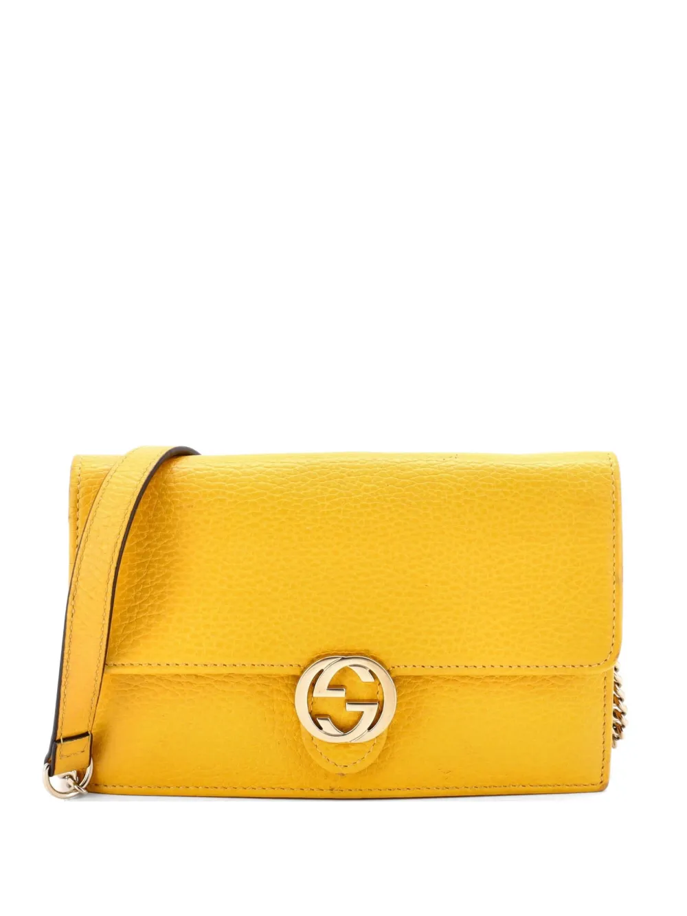 Gucci Pre-Owned Borsa a tracolla GG in pelle con catena - Giallo