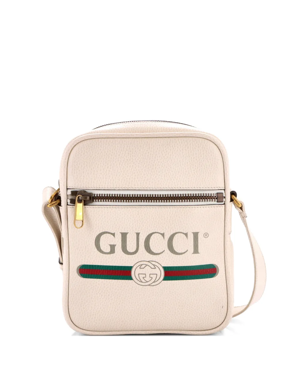 Gucci Pre-Owned Logo Zip Messenger Bag Printed Leather Small crossbody bag - Neutrals