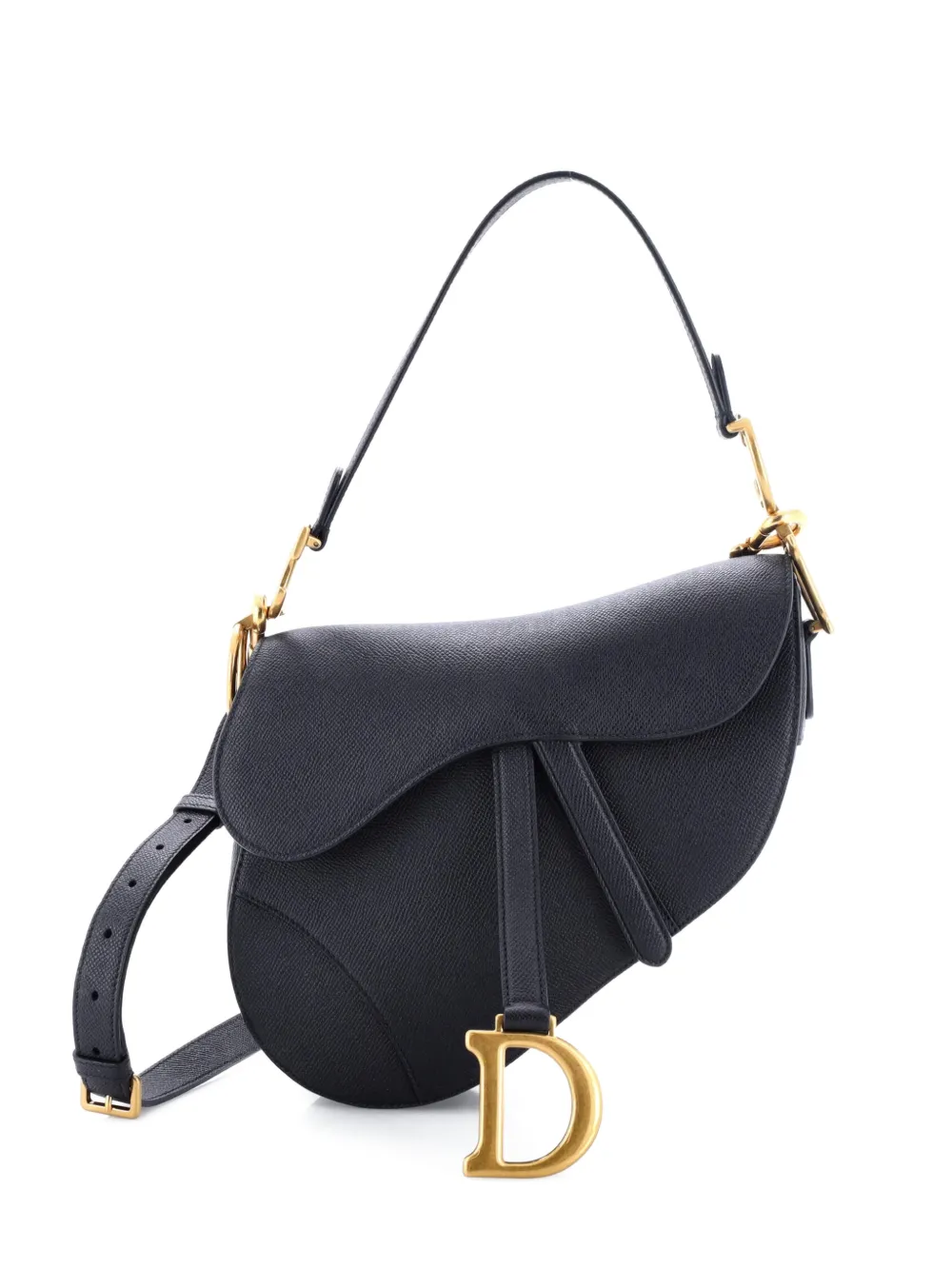 Christian Dior Pre-Owned Saddle Handbag with Strap Leather Medium shoulder bag - Black