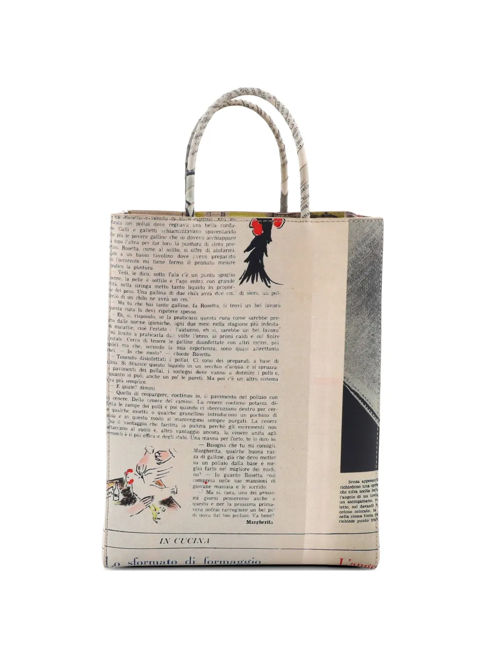 Bottega Veneta Pre-Owned Kleiner The Newspaper Tote Bag mit Print - Mehrfarbig