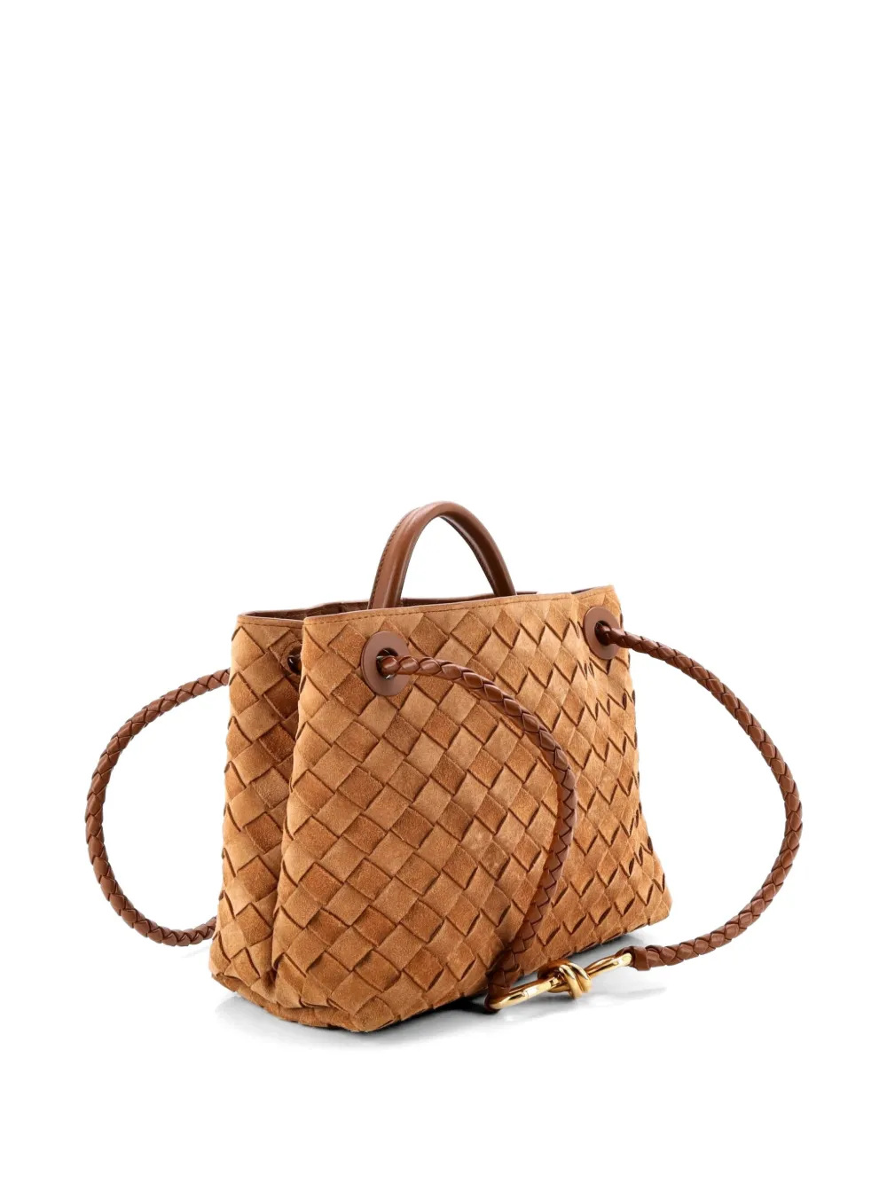  Bottega Veneta Pre-owned Bolso Satchel Andiamo Pequeño Con Diseño Intrecciato Y Asa Superior - Marrón 