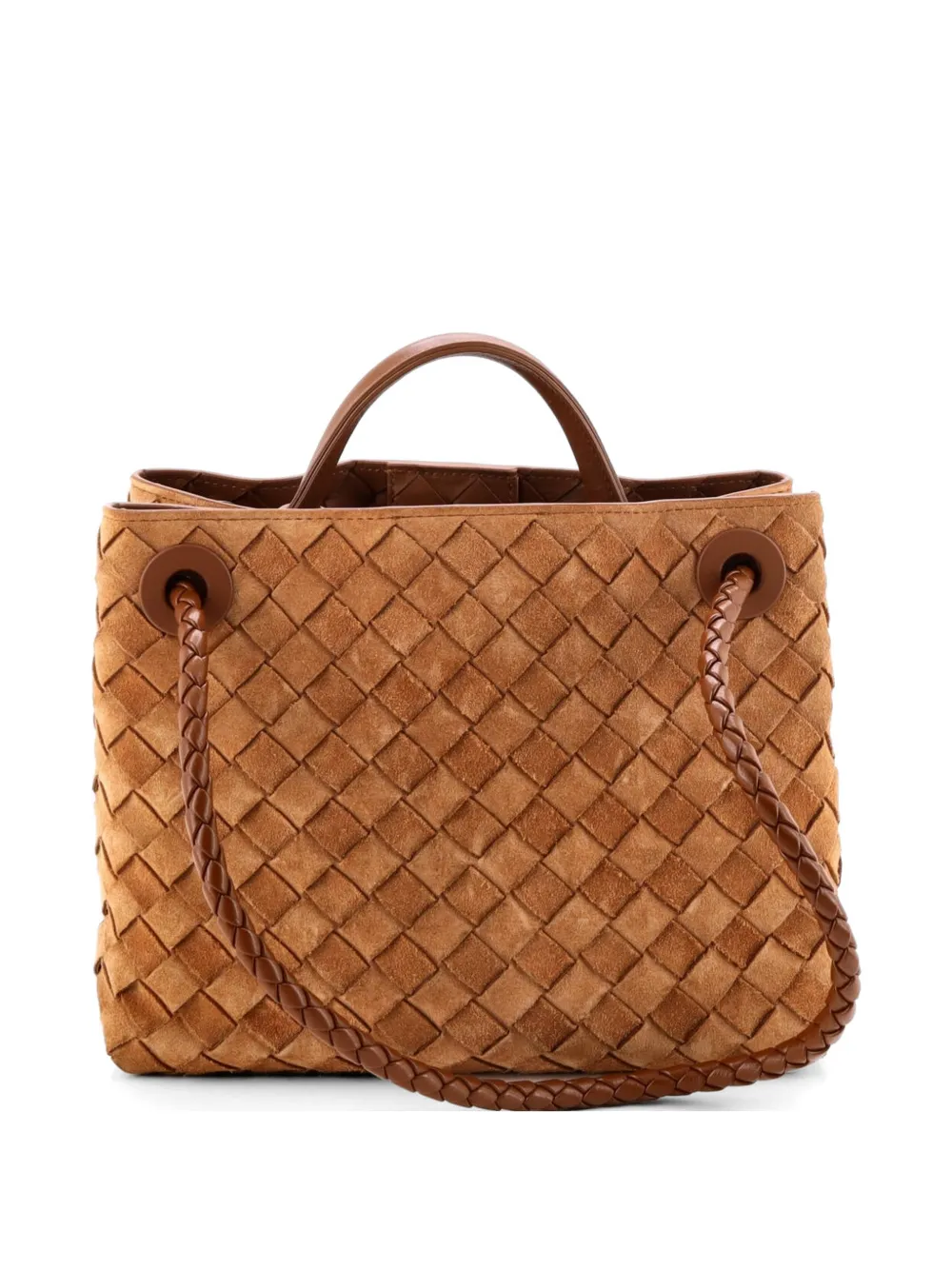  Bottega Veneta Pre-owned Bolso Satchel Andiamo Pequeño Con Diseño Intrecciato Y Asa Superior - Marrón 