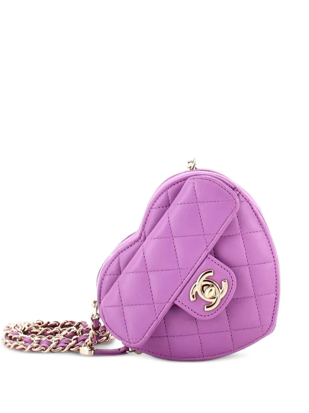CHANEL Pre-Owned Borsa a tracolla CC in Love Heart con catena - Viola