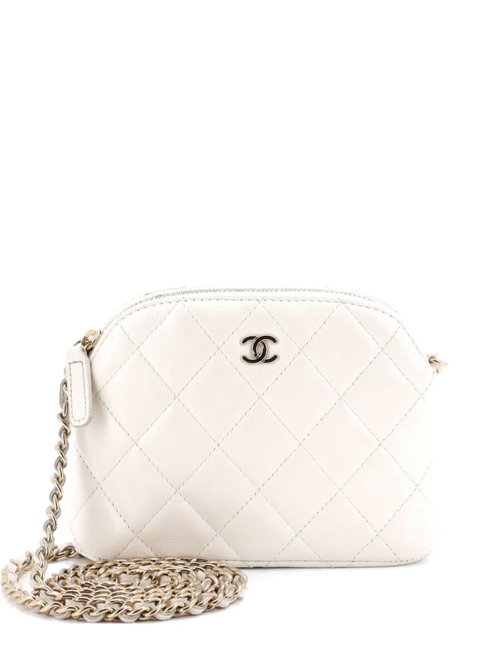 CHANEL Pre-Owned Borsa a tracolla CC Dome mini con zip - Bianco