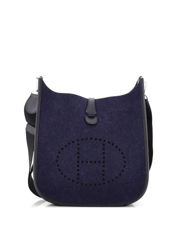 Hermès Pre-owned Evelyne Bag Gen III Felt PM Crossbody Bag in Blue