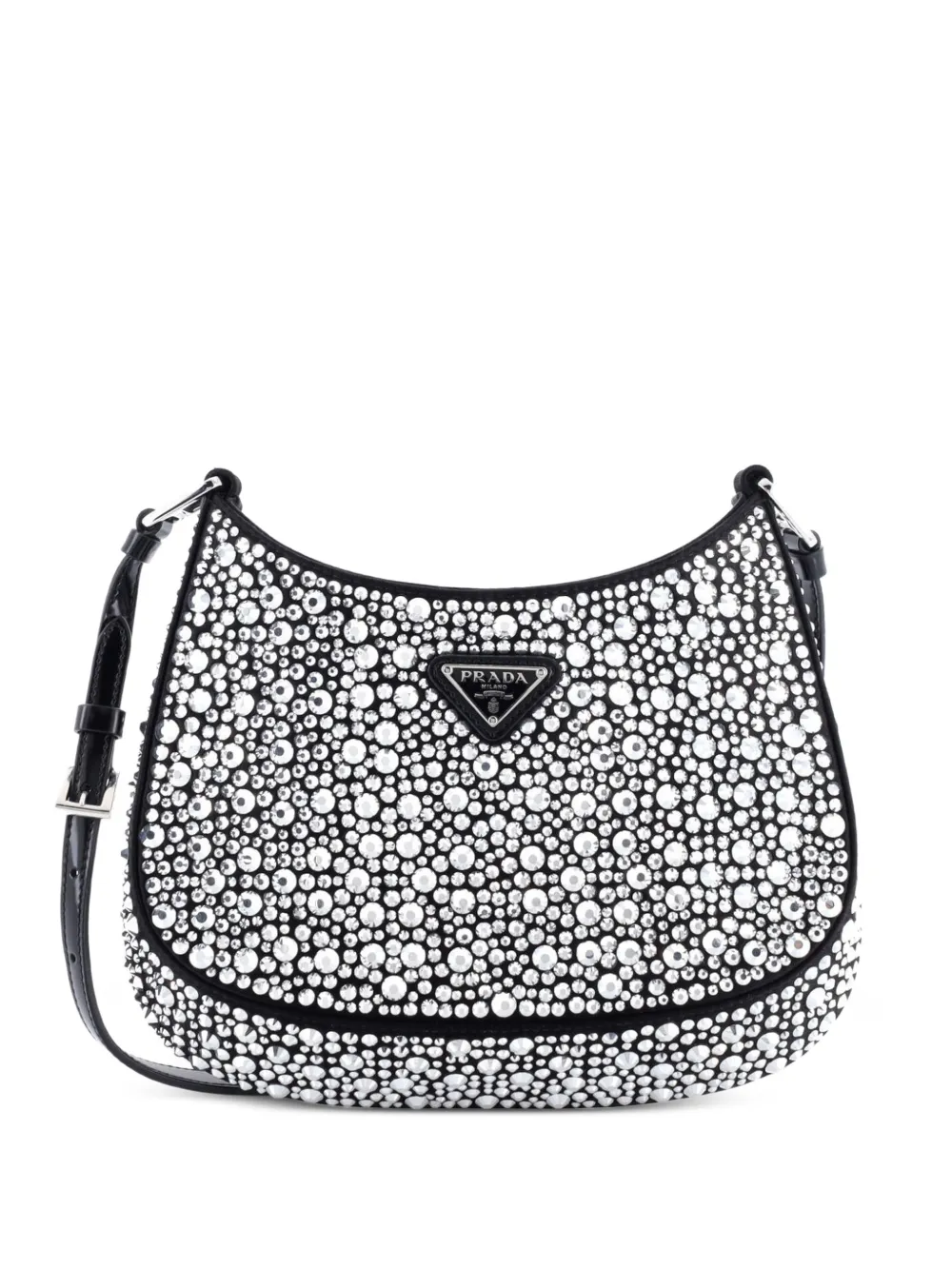 Prada Pre-Owned Borsa a tracolla Cleo piccola in raso con cristalli - Nero
