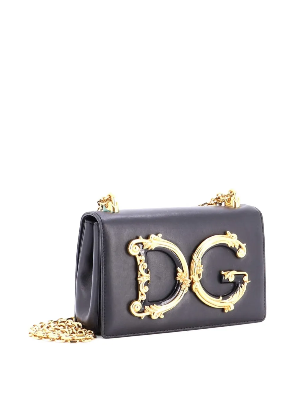  Dolce & Gabbana Pre-owned Borsa A Tracolla Dg Girls Piccola In Pelle Con Decorazione E Battente - Nero 