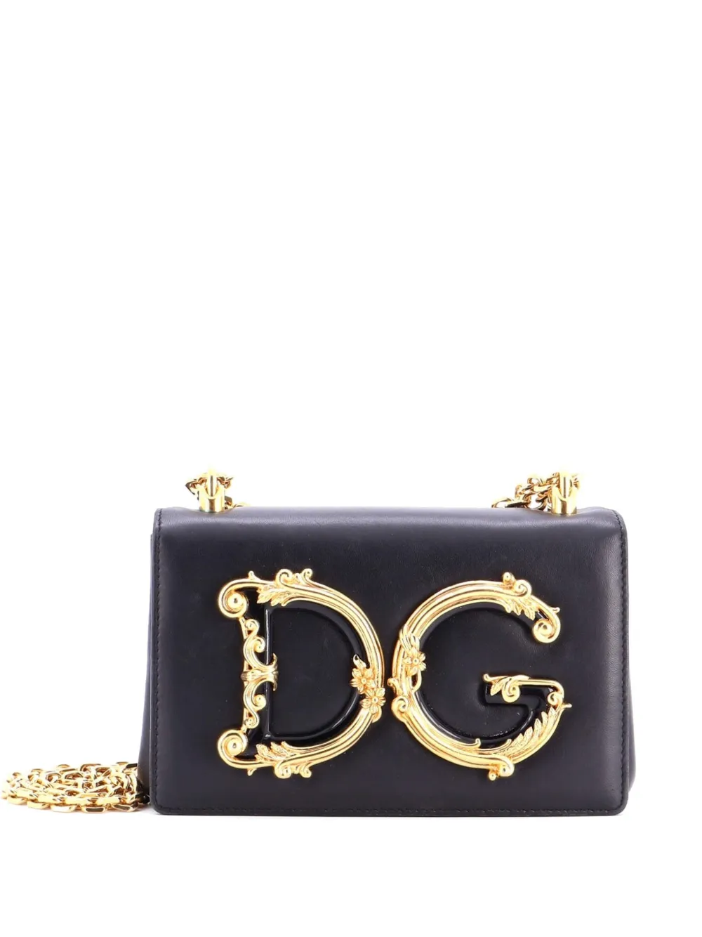 Dolce & Gabbana Pre-Owned Borsa a tracolla DG Girls piccola in pelle con decorazione e battente - Nero
