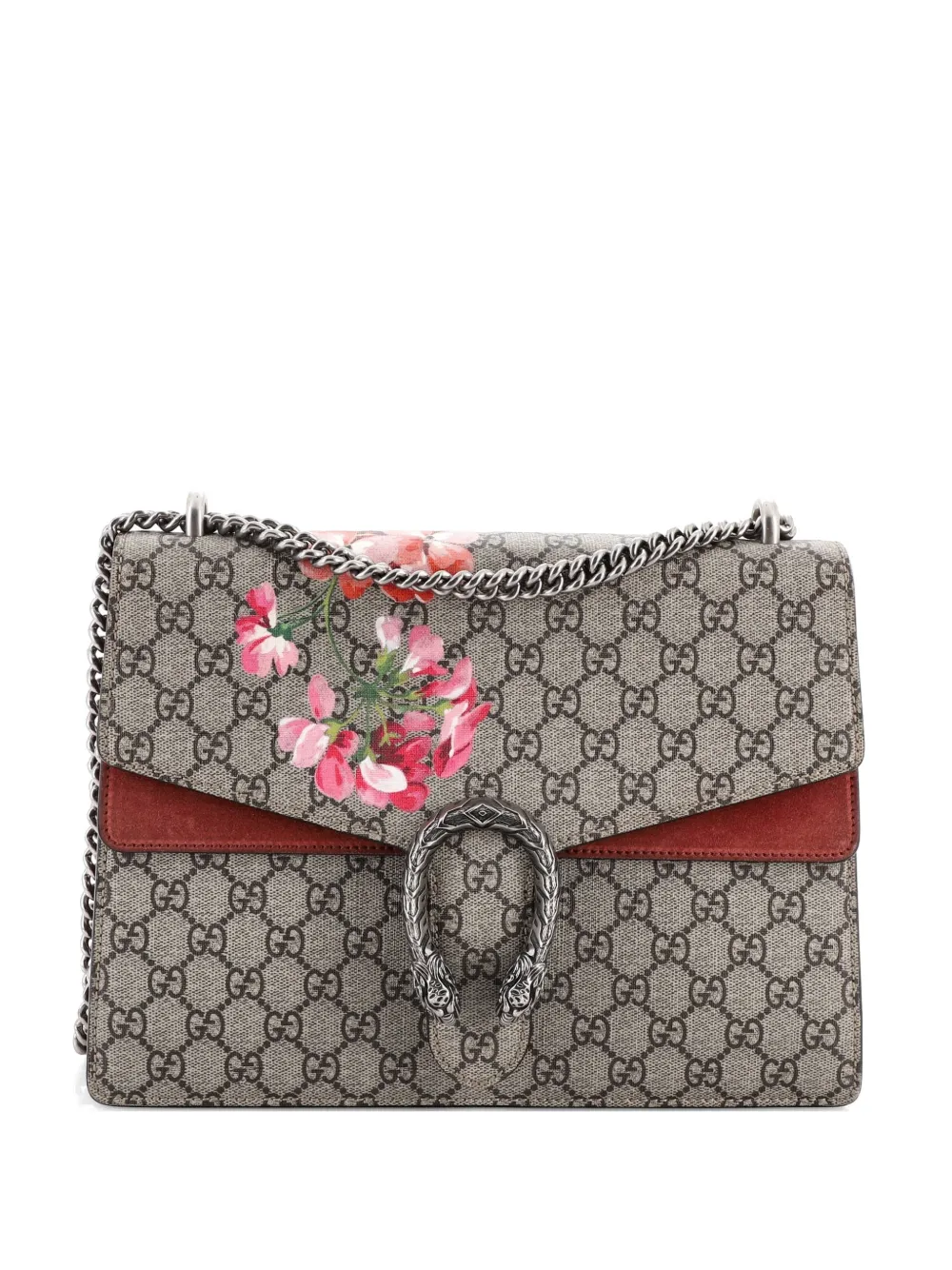 Gucci Pre-Owned Borsa a spalla Dionysus media in tela cerata GG con stampa a fiori - Marrone