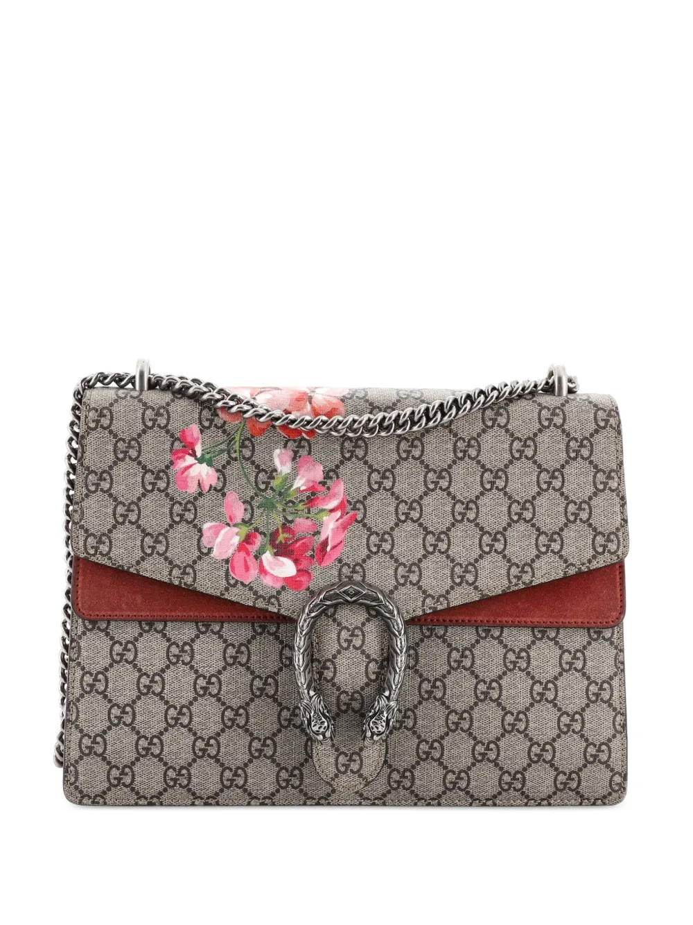 Gucci Pre-Owned Borsa a spalla Dionysus media in tela cerata GG con stampa a fiori - Marrone