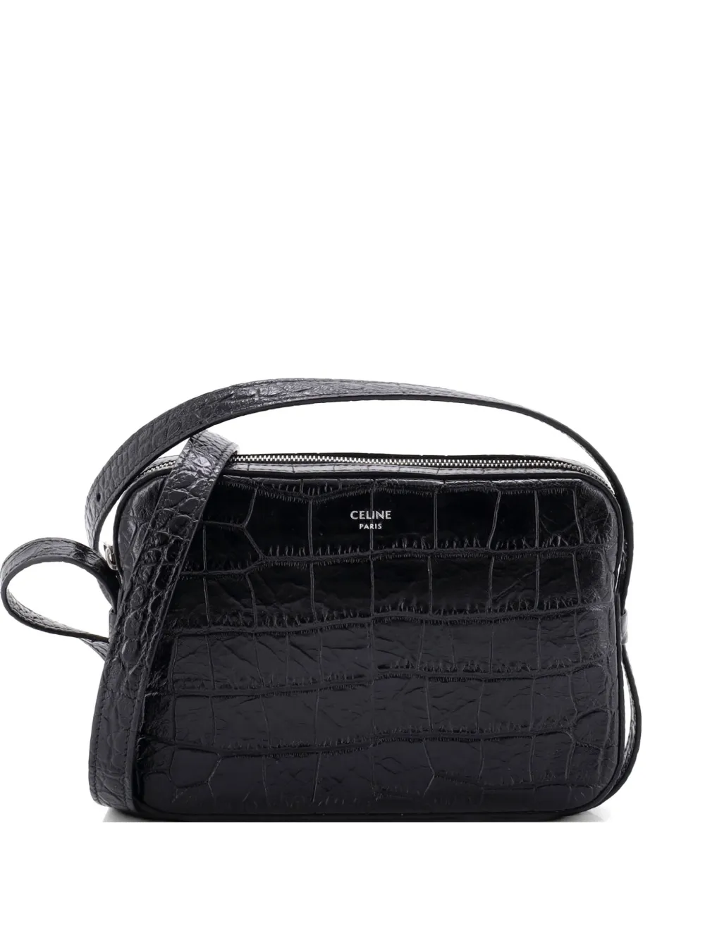 Celine Pre-Owned Pouch Horizontal Phone mini con effetto coccodrillo goffrato - Nero