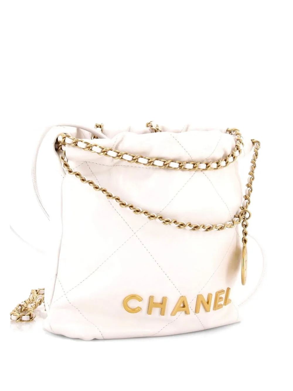 CHANEL Pre-Owned Borsa a tracolla 22 mini in pelle di vitello trapuntata - Bianco