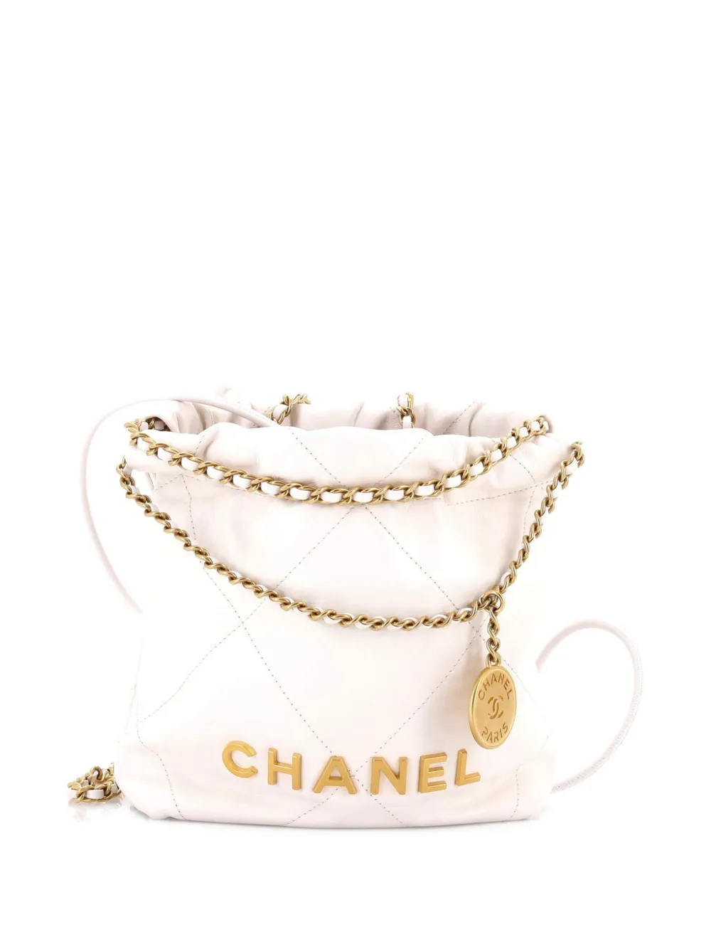 CHANEL Pre-Owned Borsa a tracolla 22 mini in pelle di vitello trapuntata - Bianco