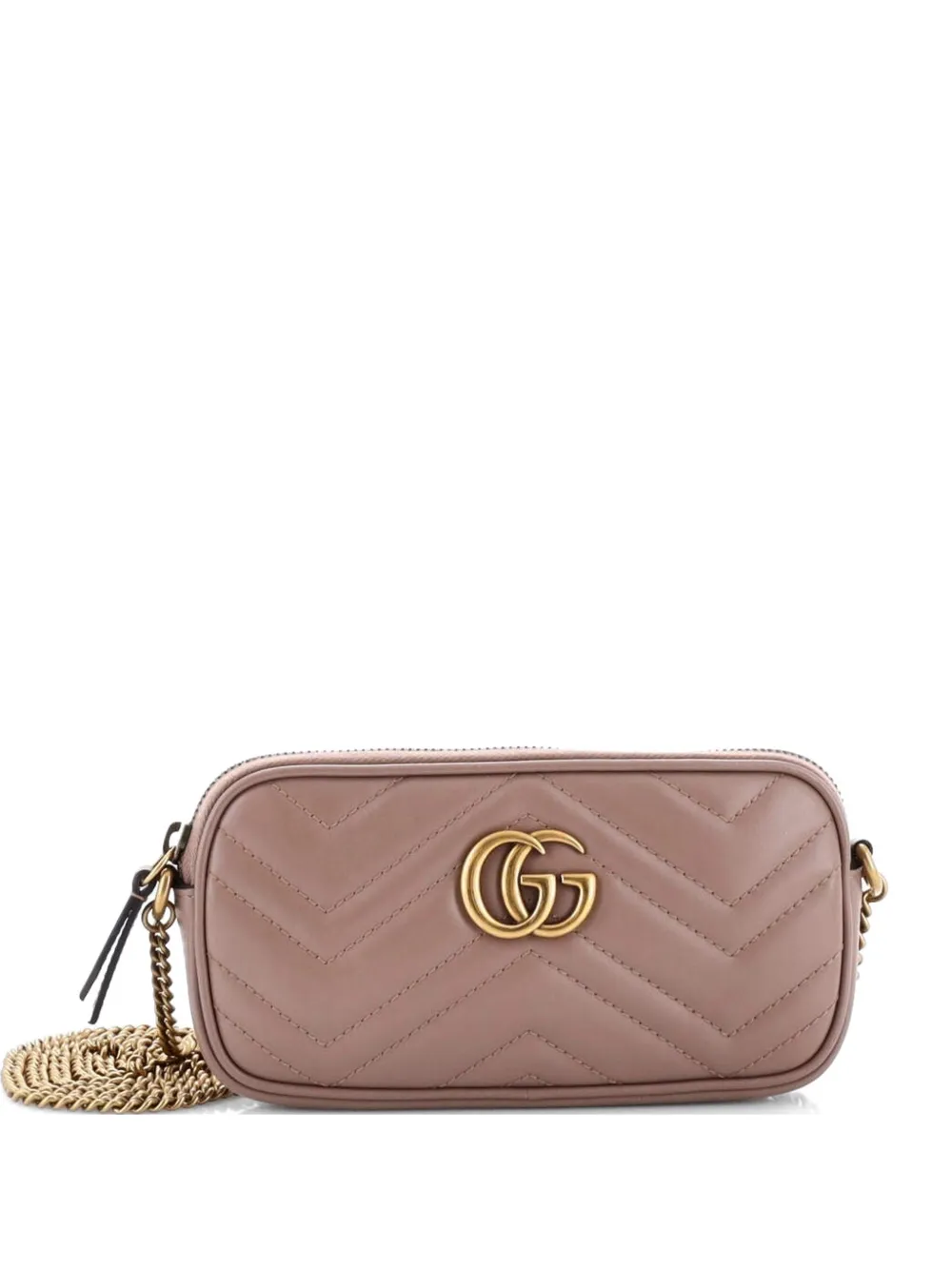 Gucci Pre-Owned Borsa a tracolla GG Marmont mini in pelle matelassé con catena - Toni neutri