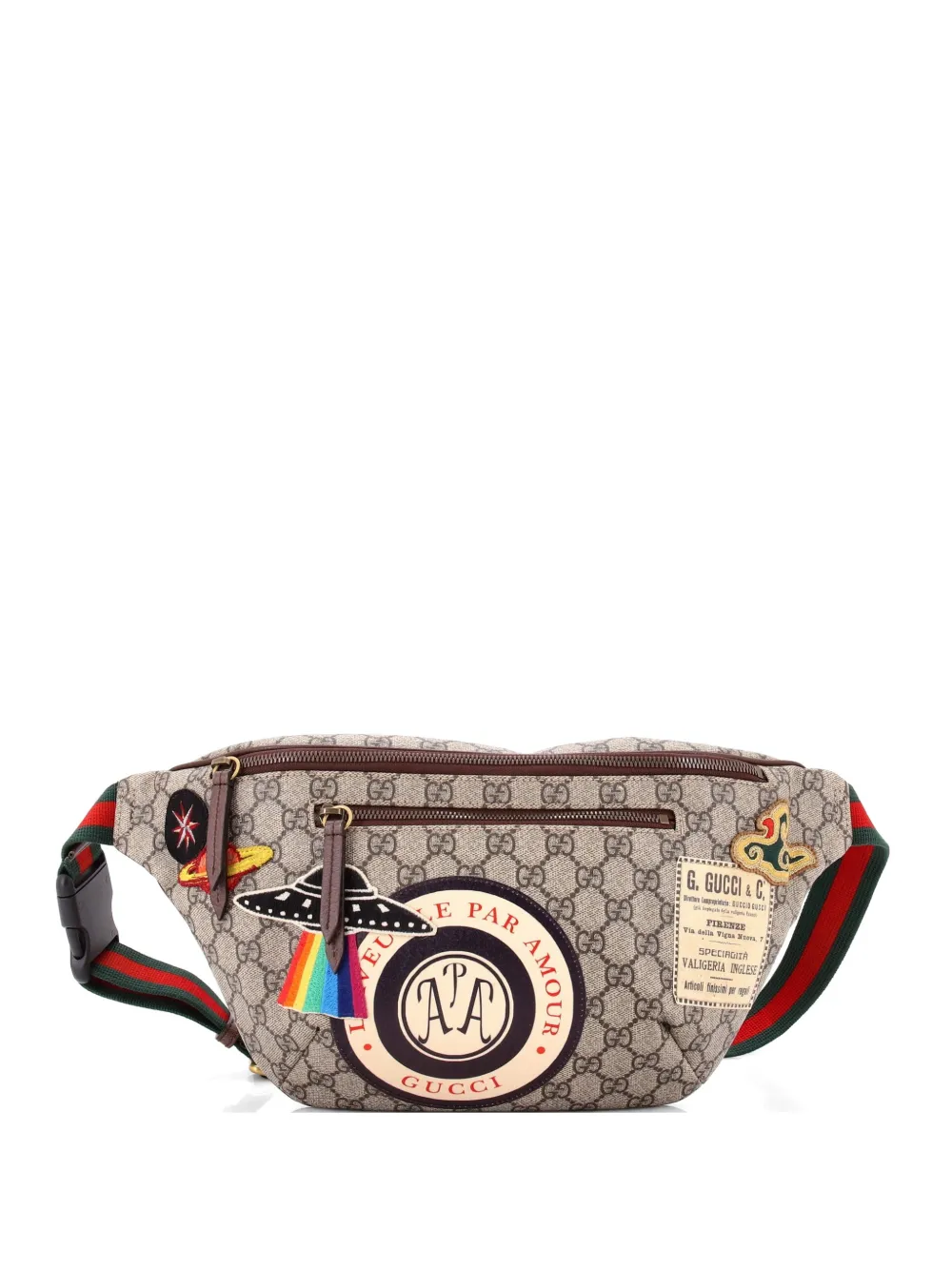 Gucci Pre-Owned Marsupio Courrier in tela cerata GG con applicazione e zip - Marrone