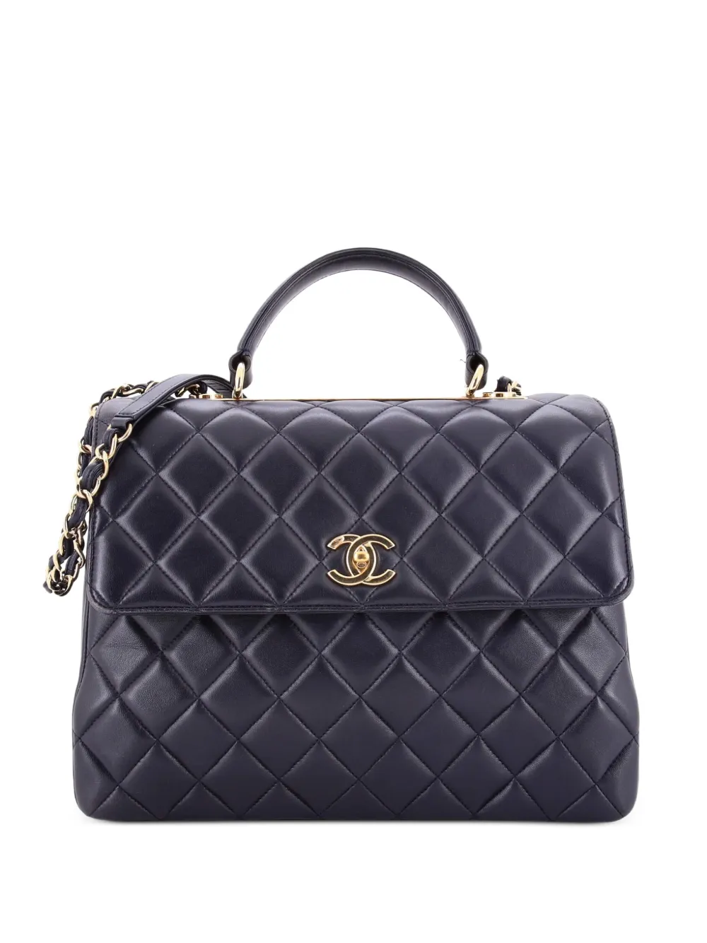 CHANEL Pre-Owned Trendy CC Top Handle Bag Quilted Lambskin Large satchel - Blue