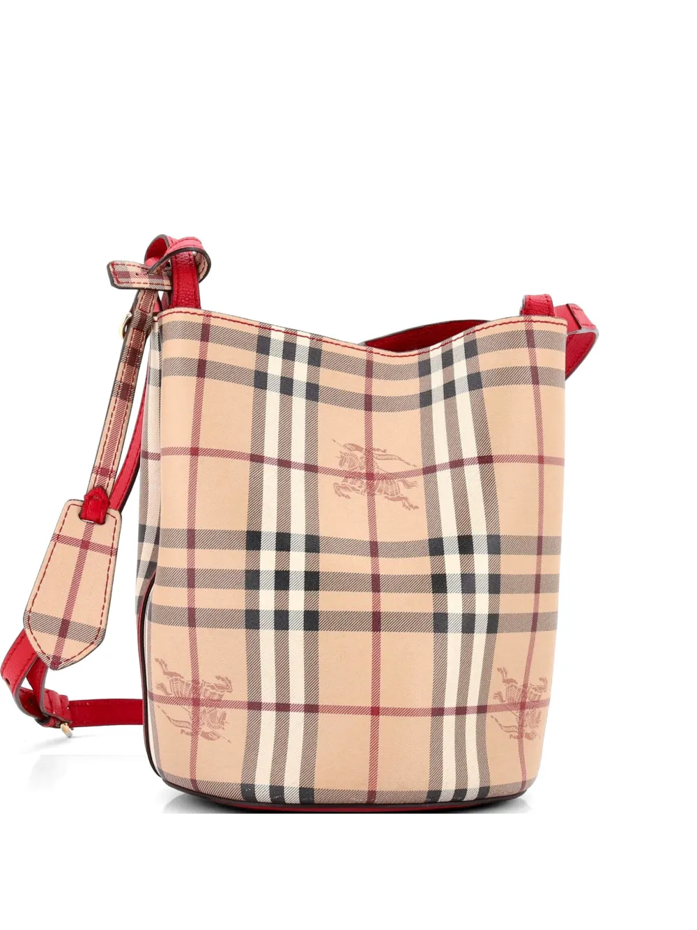 Burberry Pre-Owned Lorne Haymarket Coated Canvas Small bucket bag - Red