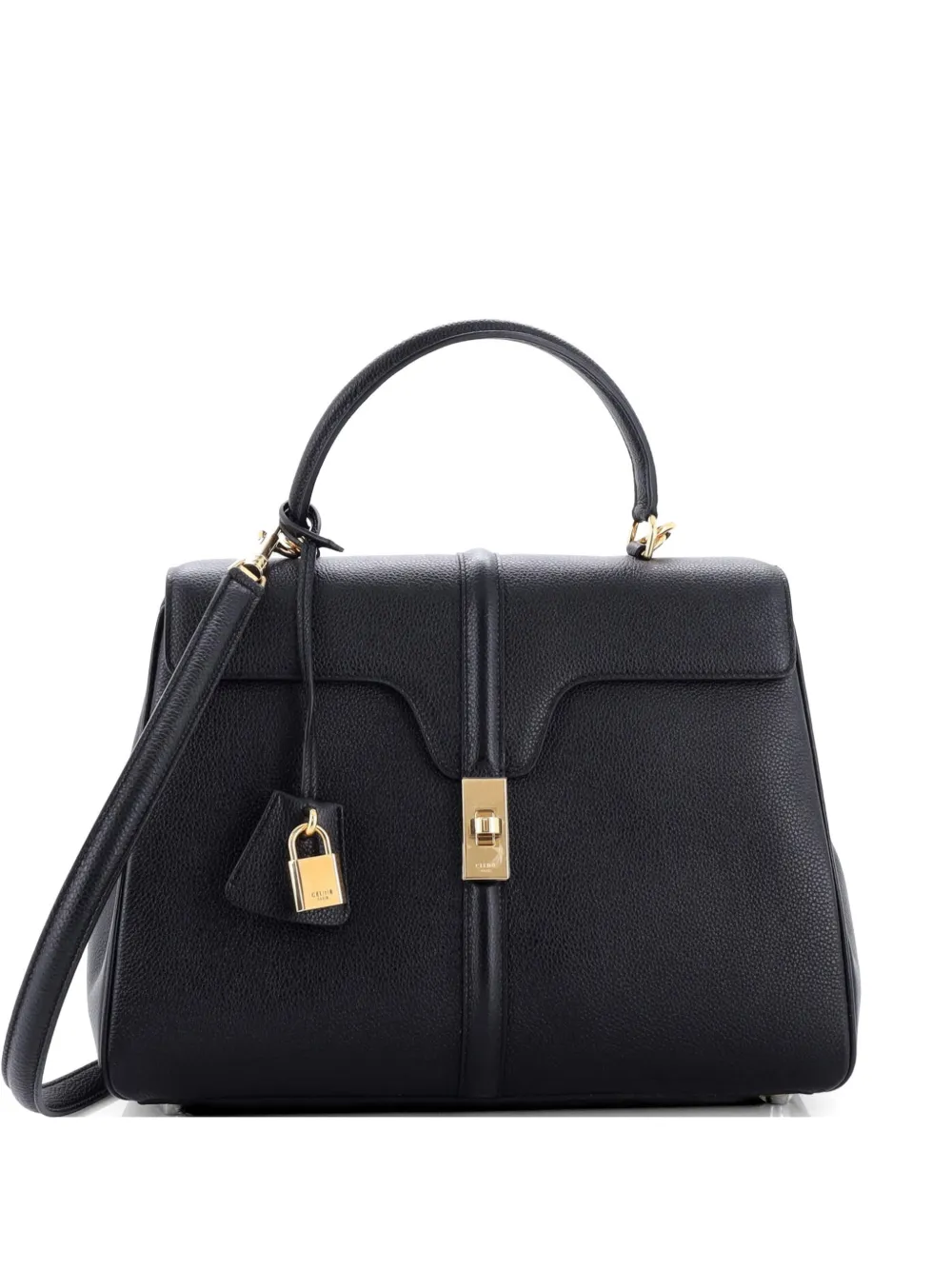 Celine Pre-Owned 16 Top Handle Bag Grained Calfskin Medium shoulder bag - Black