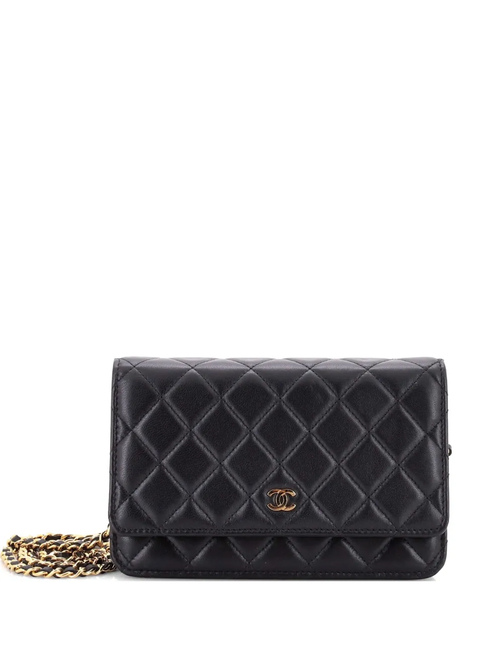 CHANEL Pre-Owned Borsa a tracolla in pelle di agnello trapuntata con catena - Nero