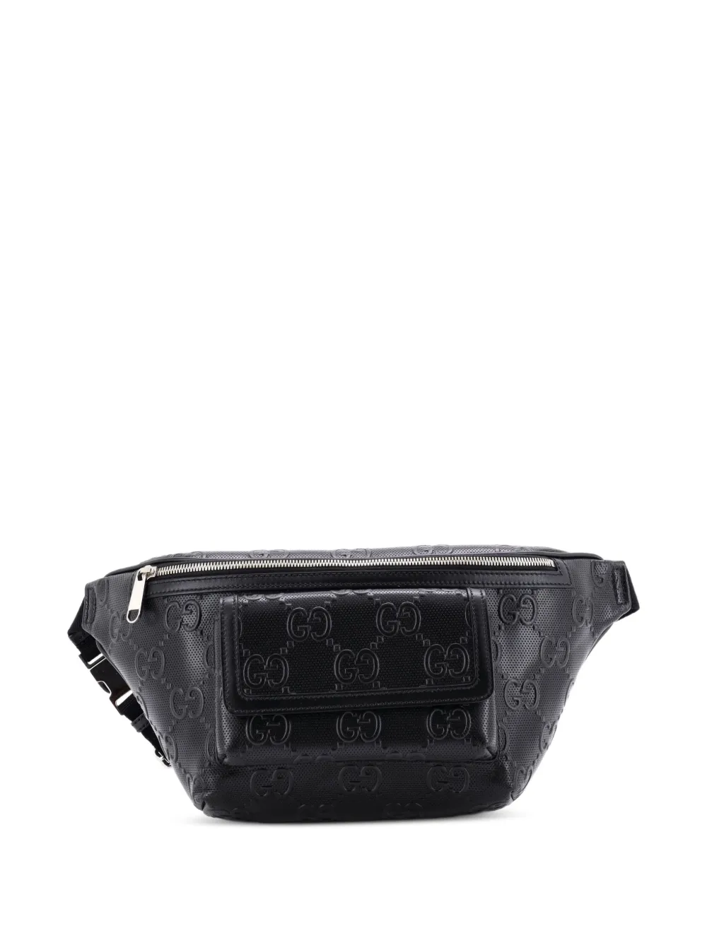 Gucci Pre-Owned Marsupio GG goffrato in pelle traforata con tasca frontale - Nero
