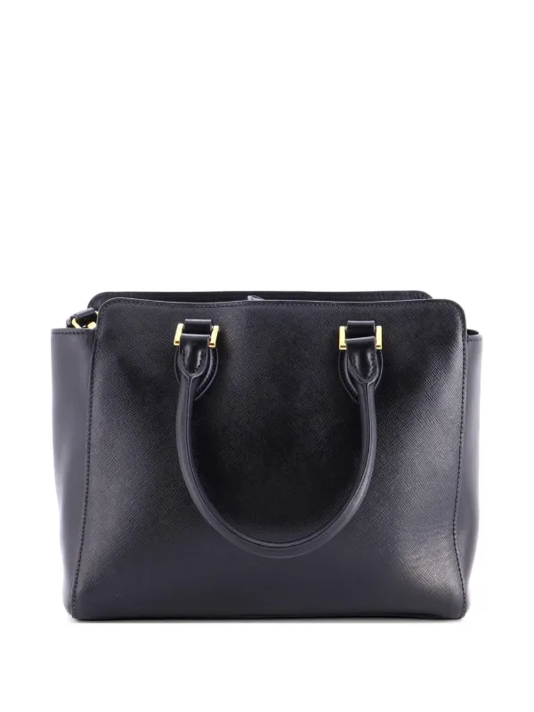 Prada Pre-owned Convertible Zip Saffiano Leather Small Tote Bag in Black