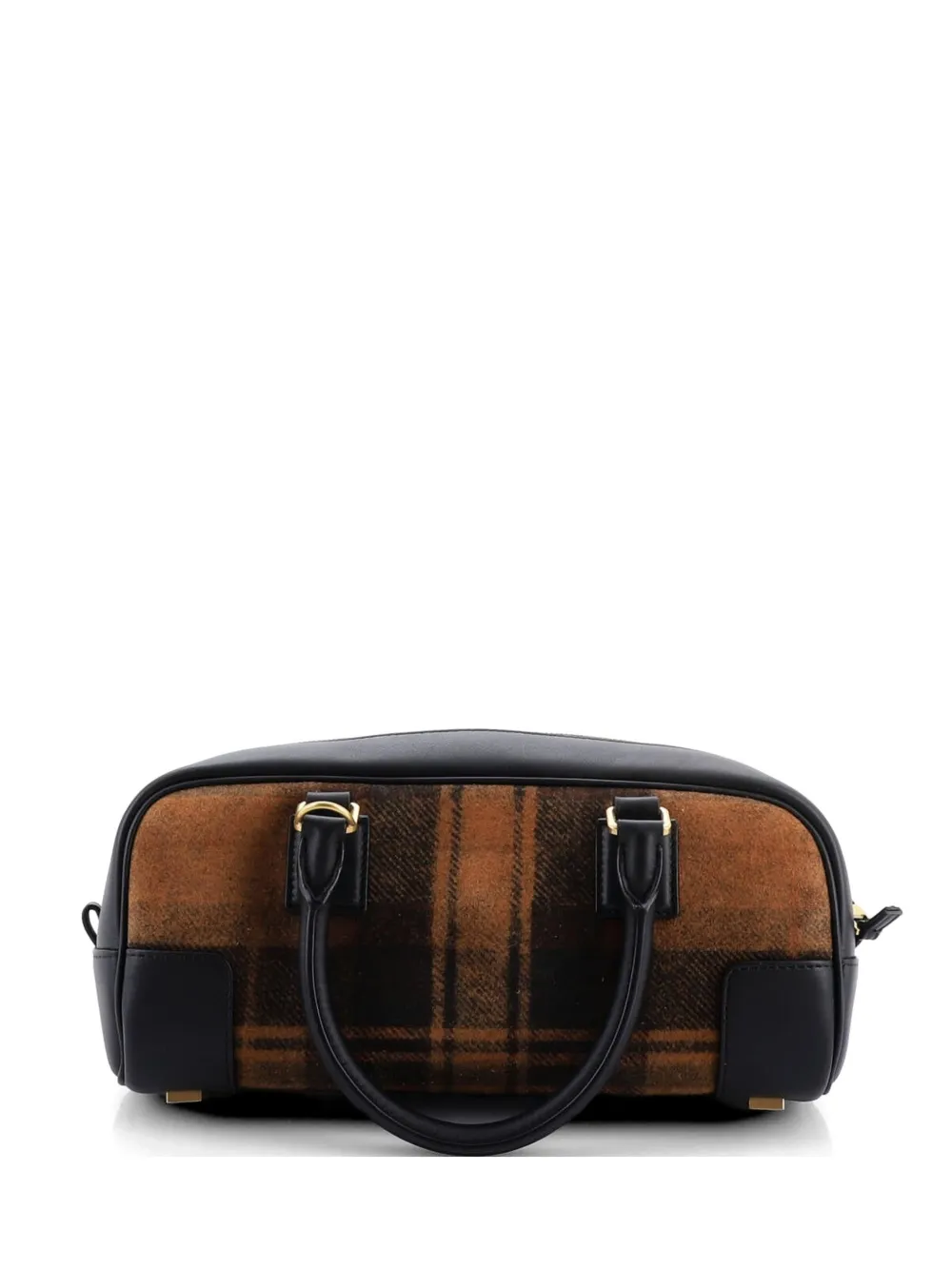 Loewe Pre-Owned Amazona Cropped Bag Tartan Suede and Leather 23 shoulder bag - Brown