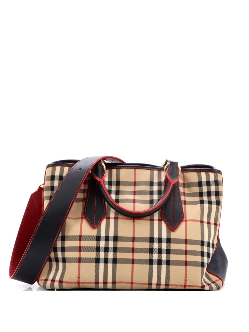 Burberry Pre-Owned Borsa tote Ballingdon media in tela e pelle con motivo Horseferry Check - Nero